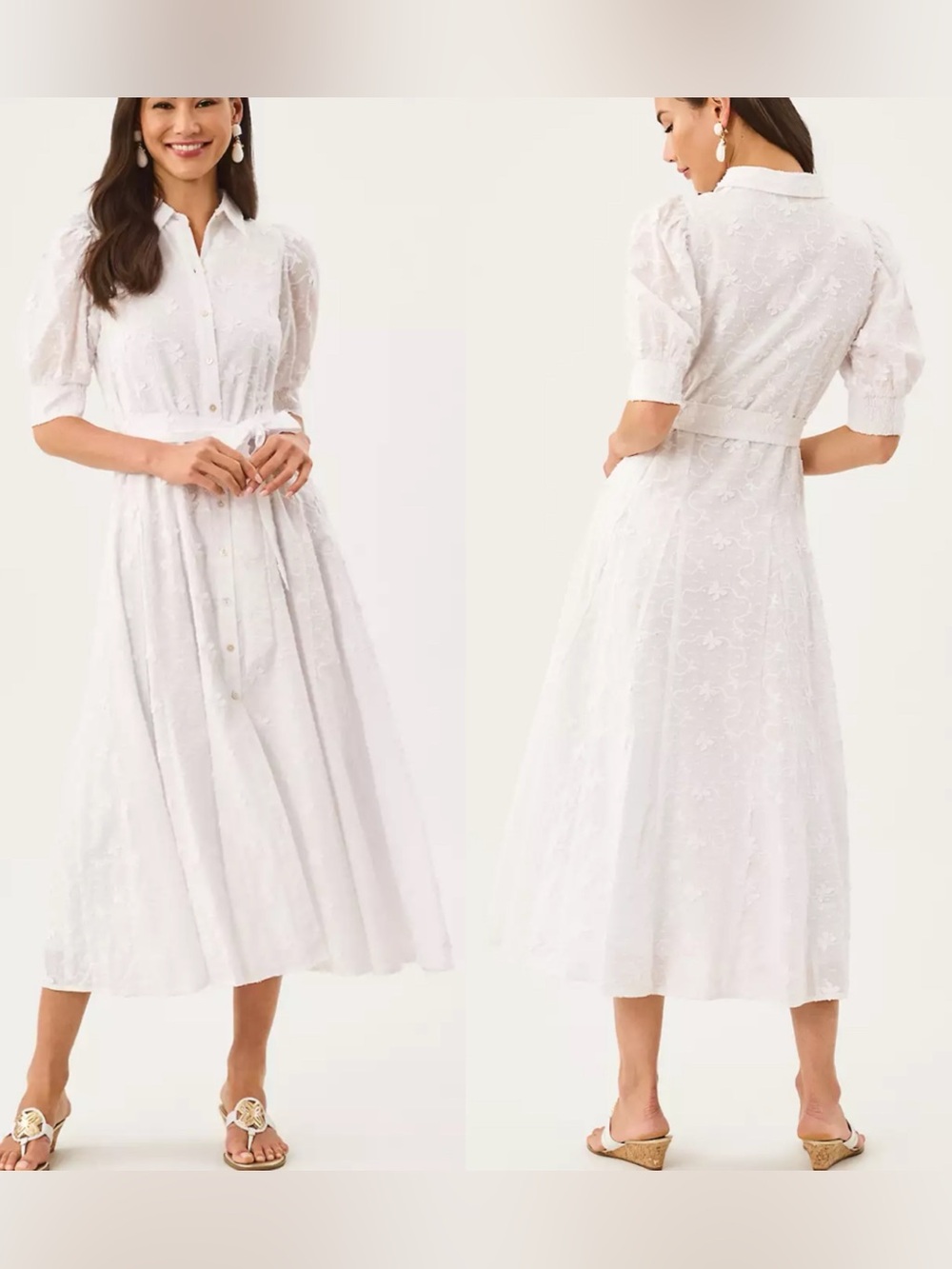 Lilly Pulitzer Larkyn Midi Shirtdress White Monarch Embroidered NEW women’s 12
